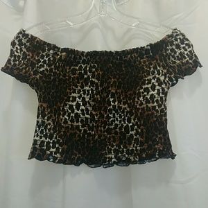 Smocked Off The Shoulder Crop Top